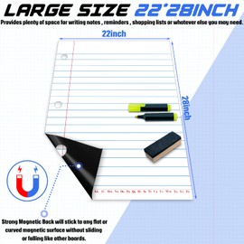 Giant Sized Magnetic Notebook Paper Large Lined Dry Erase Magnetic Paper for Whiteboard Teacher Writing Supplies Classroom Whiteboard Accessories, 22'' x 28''
