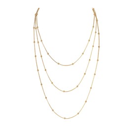COLORFUL BLING Dainty Gold Chain Beads Statement Necklace Multi-Strand Waterfall Strand Long Chains Strand Necklace for Women Jewelry-beads