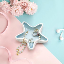 UgyDuky Starfish Jewelry Holder Dish Ceramic Starfish Jewelry Dish Tray Small Shell Ring Dish Trinket Tray Bathroom Jewelry Tray Key Dish for Rings Earrings Necklaces Jewelry