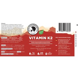 Active Natural Remedy Vitamin K2 MK7 (100% all-trans) | 20 ml | High Dose 40μq per drop | High Bioavailability thanks to MenaQ7®
