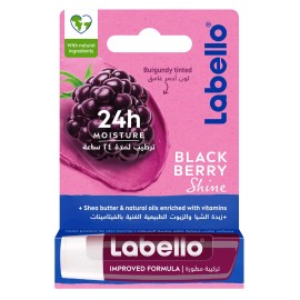 Labello Blackberry Shine Lip Balm 24 Hour Moisture Shimmery Pigment 1 Count