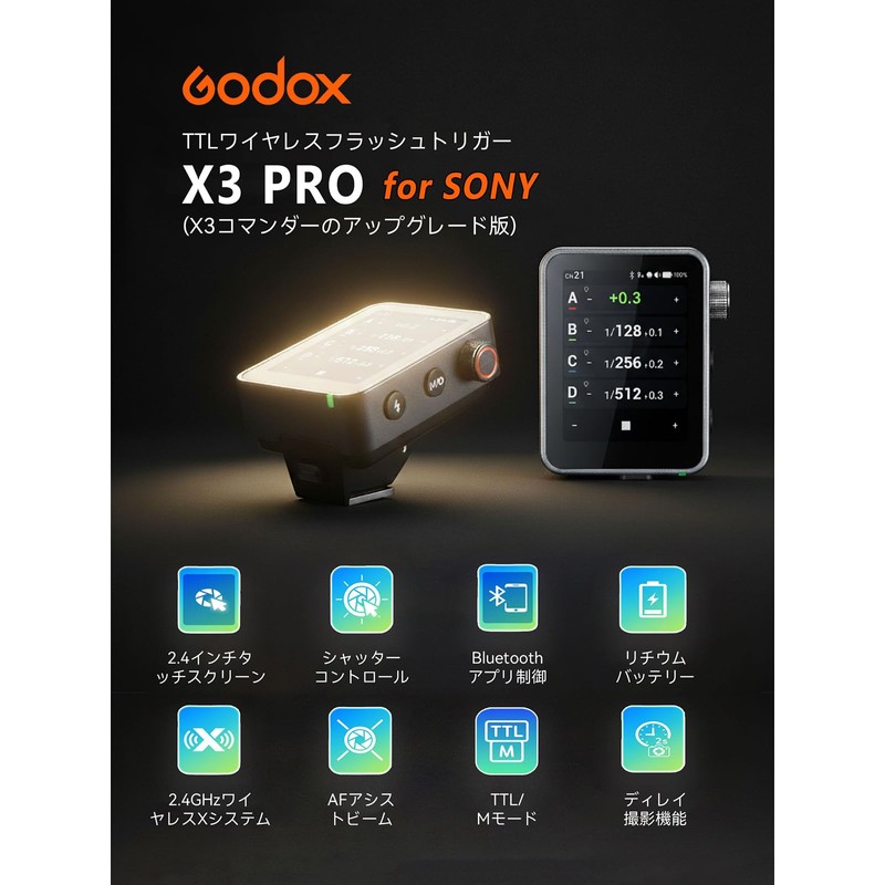 Godox X3PROS X3PRO-S for Sony, 2.4-inch LCD Touch Screen, TTL