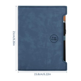 Anseom Classic Leather Notebook, Notebook A5 Lined, Notebook Hardcover Leather, 80gsm Premium Paper, Personal Diary, Gifts, A5 Business Notebook with Pen, 200 Pages (Blue)