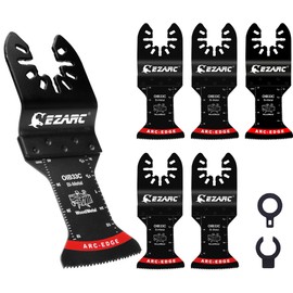 EZARC Multi-Tool Replacement Blades, Bimetal, Bow Tip, Nailed Wood, Light Metal, Adapter Included, For Cutting in Narrow Spaces, High Speed, Professional Use, Thin Blade 0.03 inches (0.8 mm), Suitable for Makita Hitachi, Bosch Bosch Bosch 5 Piece Set