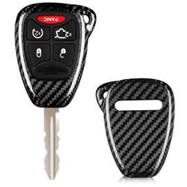 T-carbon Car Key Cover Compatible with Jeep Wrangler Grand Cherokee 2005-18,Carbon Fiber Key Fob Cover Compatible with Dodge Charger Durango Ram 2004-13,Compatible with Chrysler 3 4 5 Buttons Head Key