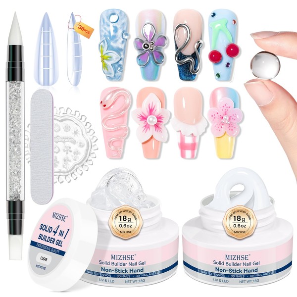 MIZHSE Solid Builder Gel for Nails Kit, 3D Sculpting Nail