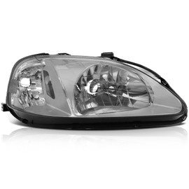 ECCPP Headlight Assembly Pair For Honda Civic 1999-2000 Chrome Housing Clear Reflector Clear Lens Driver and Passenger Side