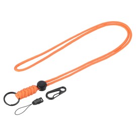 YOKIVE Paracord Lanyard, Necklace Keychains Cord | Metal Clasp Hook Ring Strap Great for Key, Whistle, Badge Holders, (Orange, 20.5-Inch)