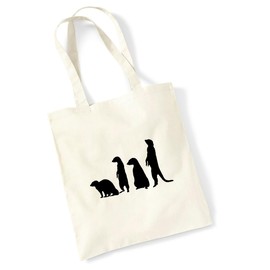 Huuraa Jute Bag Meerkat Silhouette Bag Cotton 10 Litres Size with Motif for All Animal Lovers Gift Idea for Friends and Family, natural