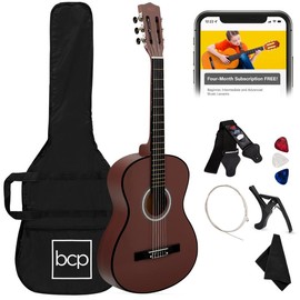 Best Choice Products 38in Beginner Acoustic Guitar Starter Kit w/ Gig Bag, Strap, Strings:_Dark Brown