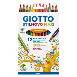 Giotto Stilnovo Maxi Coloured Pencils Thick Triangular 4.3mm Lead 12 Colours (Pack of 12)
