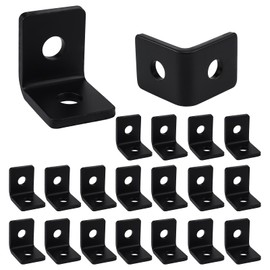 LAICCUM 20 Pack 2 Holes 90° Fitting for 1-5/8" Strut Channel, Strut Hardware L Brackets, 3/16" Thickness, Black