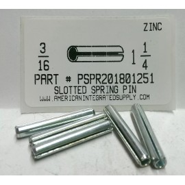 AMERICANINTEGRATEDSUPPLY.COM 3/16X1-1/4 SLOTTED SPRING PINS STEEL ZINC PLATED (15)