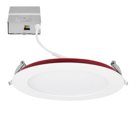 Maxxima 6 in. 2 Hour Fire Rated Ultra Thin LED Downlight, Slim Recessed Canless Light, IC Rated, 1100 Lumens, 5 Color Temperature Selectable 2700K/3000K/3500K/4000K/5000K, Dimmable, J-Box Included