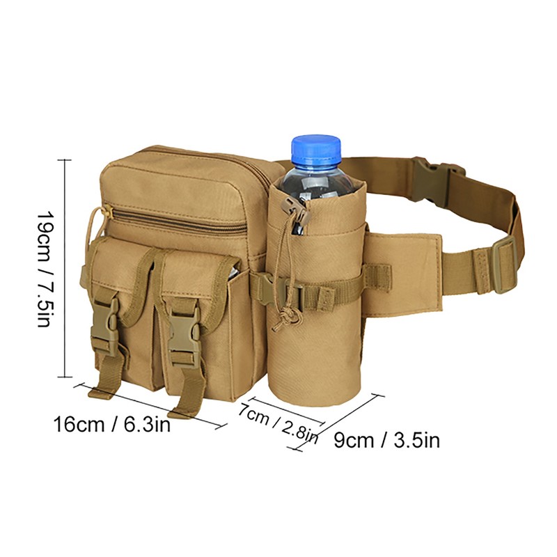 Unisex Waist Bag Bottle Pocket Waterproof Wearproof Lightweight Large Capacity