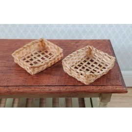 Dollhouse Wicker Baskets Set of 2 Natural Fiber 1:12 Scale Miniature Decor
