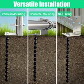 24' Ground Anchor Screws in, 4 Set Heavy Duty Multi- Purpose Ground Anchors with Brackets and Drill Adapters, 3 in 1 Design, Suitable for Mobile Homes, Tents, Trampoline, Withstand Strong Winds