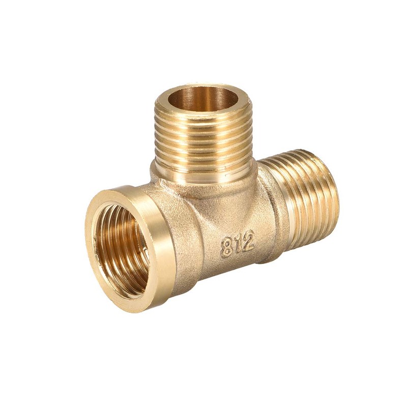 sourcing map Brass Tee Pipe Fitting G1/2 Male XG1/2 Male