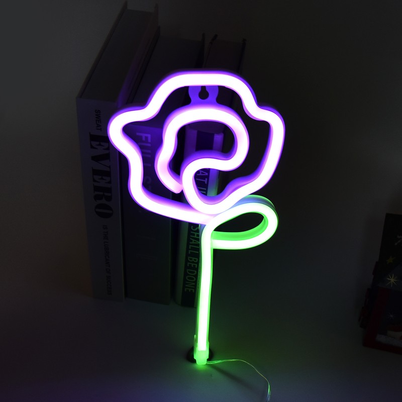 Neon Lights Rose Flower Style Valentine's Day Proposal Wedding Confession