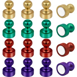 Pack of 16 Magnets Strong Colourful Small Neodymium Magnets Extra Strong in 4 Colours for Magnetic Board, Fridge, Whiteboard, Office (Diameter 12 mm) (4 Colours_16 Pieces)