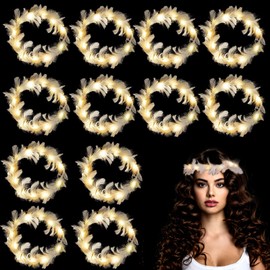 Pack of 12 luminous hair wreath feather, LED feather headbands, luminous hair wreath feather, LED feather headband, LED feather headband, LED feather wreath headband, LED hair band, LED feather flower