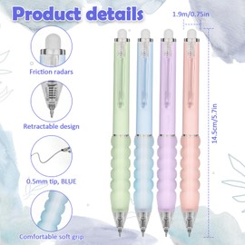 Erasable Ballpoint Pen, 8 Pieces 0.5 mm Black Erasable Gel Pen Set Rollerball Pen Erasable Retractable with 10 Refills for Diary, Notes, Office, School