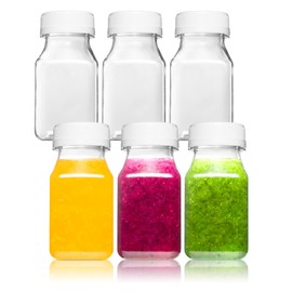 Norcalway 4 Oz Small Plastic Bottles with Black Caps for Liquids - Ginger Shot Lids, Wellness Juice Freezer Safe, Leak Proof, Food Grade 4 Oz 6 Pack, white