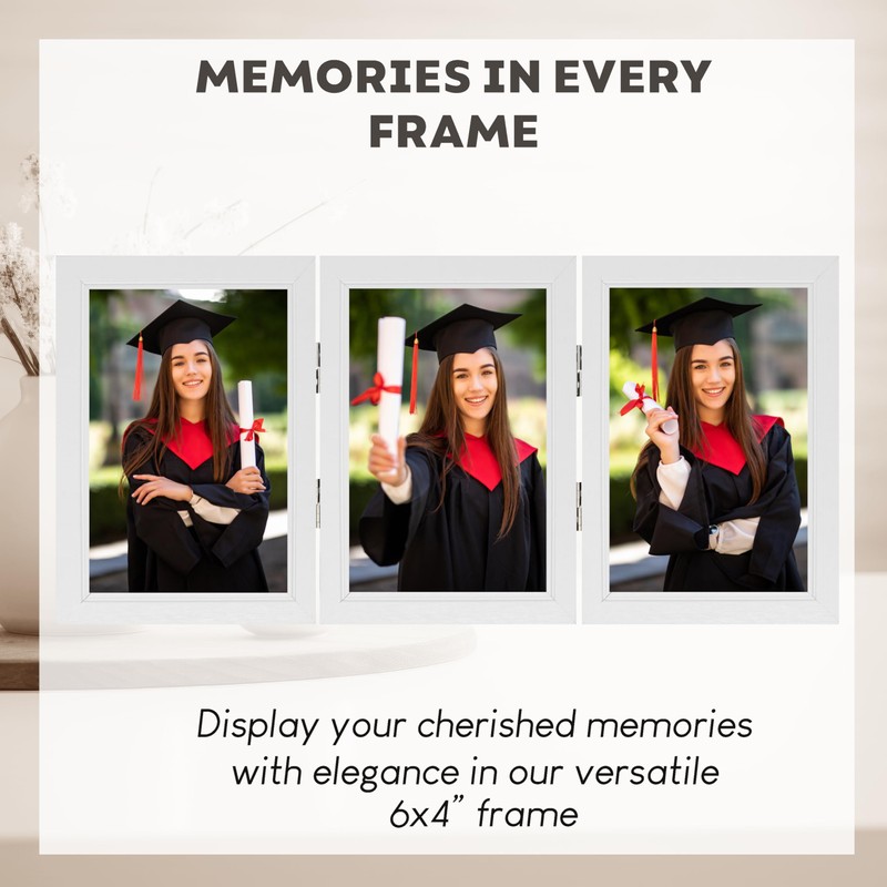 Triple Photo Picture Frame 6 x 4, White, Holds 3