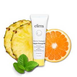 ELIMS Travel Size Nano Hydroxyapatite Toothpaste Fluoride Free - Xylitol Remineralizing Toothpaste for Whitening Sensitive Teeth - Orange Pineapple Mint Toothpaste for Adults & Kids 1oz
