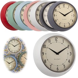 LS-LebenStil Vintage Metal Wall Clock Cream White 23 cm Kitchen Clock Office Clock Round Retro Nostalgia Ideal for Bedroom Hallway Office Kitchen Living Room Dining Room Quiet Silent No Ticking with