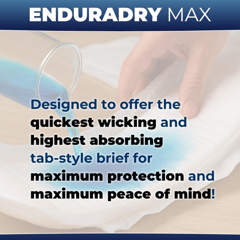LivDry EnduraDry Max Adult Diapers with Tabs, Up to 12-Hours,