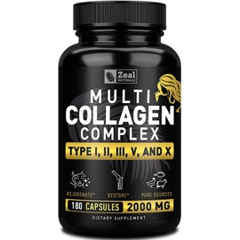 Píldoras de péptidos de colágeno múltiple (tipos), píldoras de colágeno alimentadas con hierba (180 cápsulas) – Mezcla de proteína de colágeno hidrolizado para cabello, piel, uñas y soporte de articulaciones, píldoras de colágeno para mujeres