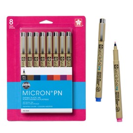 SAKURA Pigma Micron Plastic Nib Pens - Archival Black and Colored Ink Pens - Pens for Writing, Drawing, or Journaling - 0.45 mm Plastic Nibs - 8 Pack