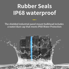 RJ45 Panel Mount Waterproof Connector IP68 Cable Connector, Female to Female, with Shielding Cable Coupler-CAT6-YMP23-Blue-2 PCS