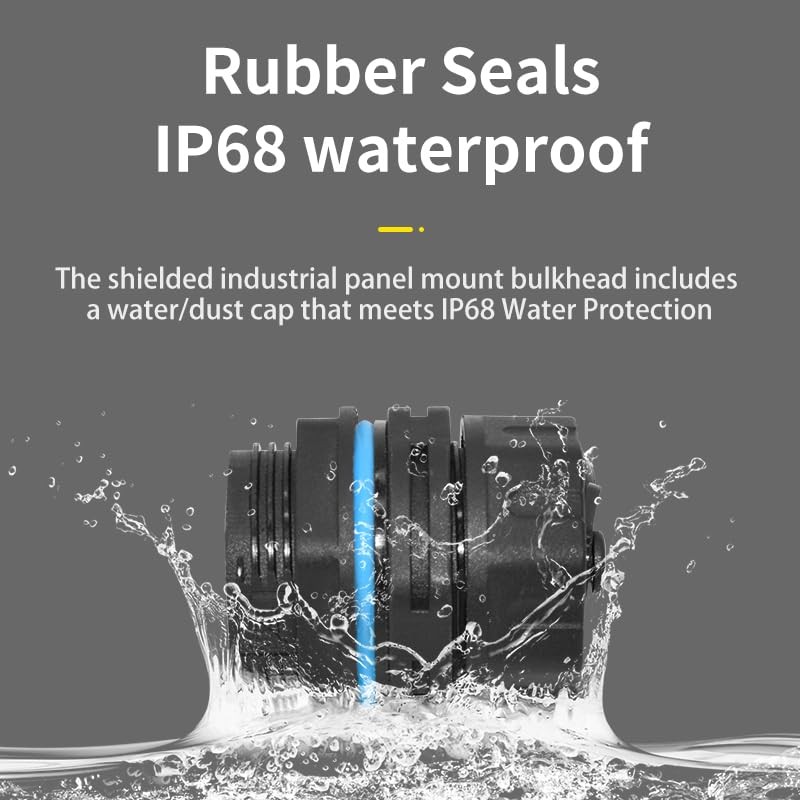 RJ45 Panel Mount Waterproof Connector IP68 Cable Connector, Female to