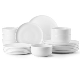 18-Piece Dinnerware Sets Dishware Service for 6 Porcelain Plates and Bowls Set Dinner Dishes Set Scratch Chip Resistant Microwave oven Dishwasher Safe,White