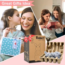 Yeomoo Rabbit Figures with Solar Ball Decoration Living Room Garden Decoration: Rabbit Garden Figures Gifts for Women Mum Birthday Weatherproof Decoration for Outdoor Room Garden Balcony Patio