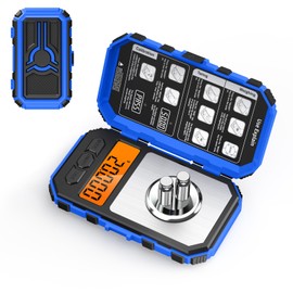 ORIA Digital Scales Milligram Fine Scales 50 g / 0.001 g Precision Pocket Scales Jewellery Scales LCD Mini Scales Portable, Tare Function 10 g x 2 Pieces Calibration Weights - Blue