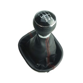 Gear Knob Gear Stick Boot Frame Compatible / Replacement Part for VW Touran Caddy 3 MK3 6 Speed Red Stitching