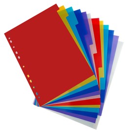12 Tab Binder Dividers 3 Ring Plastic Binder Dividers with Tabs, Multicolor Notebook Dividers for 2/3/4/11 Ring Binders, Letter Size (8.2×11.6 Inch)