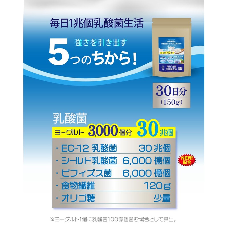 「毎日1兆個 乳酸菌生活」150ｇ（30日分） 毎日 ヨーグルト100個分の乳酸菌