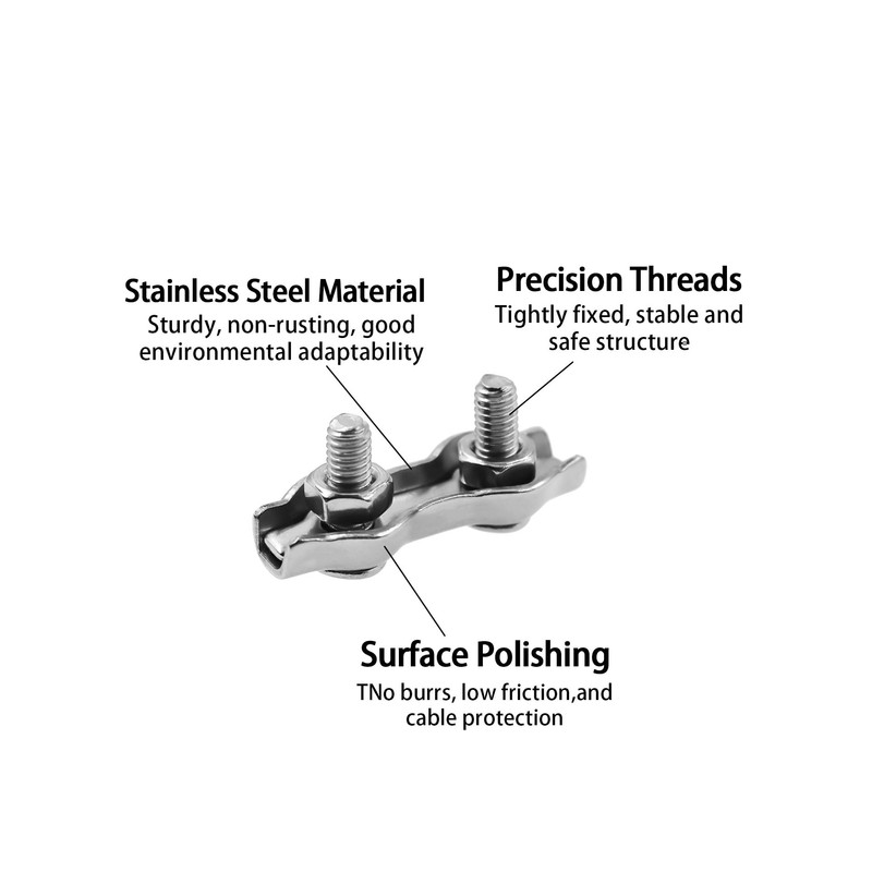 304 Stainless Steel Duplex 2-Post Cable Clamps TTZEZE Double Bolt