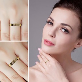 KARCCI Love Friendship Ring 18K Gold Plated Silver with Cubic Zirconia Stones Stainless Steel Promise Ring Wedding Band Jewelry Birthday for Lover Women Fashion Men (Gold, 5)