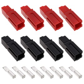 Create idea Pack of 8 Quick Disconnect Battery Connectors 75A 600V Battery Quick Connection Plug Battery Connector Plug Terminal 12AWG-6AWG, 4 Red + 4 Black