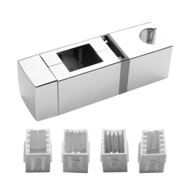 Adjustable Shower Bracket, No Removal of Shower Rail Shower Handset Holder with Four Sizes Slip-On Lift Rod Mounts for Any Rail Rectangular Shower Rails (18x30, 22x22, 25x25, 30x15mm)