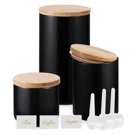 Yangbaga Coffee Canister with Airtight Lid, Ceramic Sugar Canisters Sets for the Kitchen, Food Storage Containers for Ground Coffee,Tea,Sugar,Spice