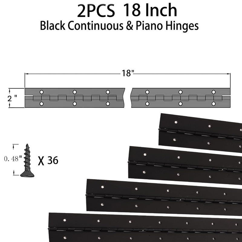 Yeecheng 2-Pack 18-Inch Black Stainless Steel Heavy Duty Continuous &