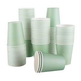 CEILIWEN 100-Pack 9oz (250ml) Sage Green Paper Cups - Green Party Cups for Hot & Cold Beverages - Ideal for Bridal Shower, Wedding, Celebrations and Events
