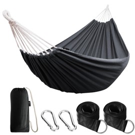 ANYOO Cotton Hammock Portable Camping Hammocks for Hanging Sturdy Garden Comfortable Fabric Hammock with Tree Straps Up to 660lbs with Travel Bag for Camping Outdoor/Indoor Patio Backyard