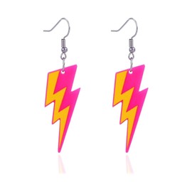80s 90s Neon Star and Lightning Earrings for Women Retro Glow Party Y2K Colorful Acrylic Vintage Statement Dangle Earrings Festival Geometric Jewelry